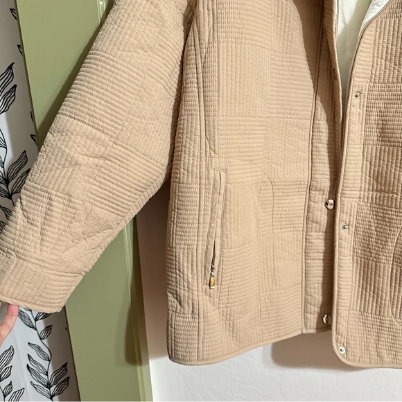 Gallery Woman’s 3X Tan Quilted Button Zip Snap Closure Overcoat Jacket - Picture 2 of 7